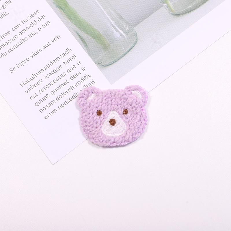 Cartoon Bear Woolen Headdress Patch - Small Embroidered Applique for Clothing