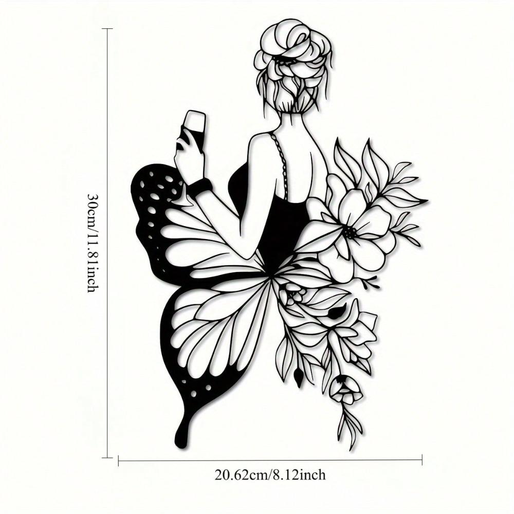 

Elegant Butterfly Metal Wall Art Monochrome Floral Outline Home Garden Balcony Decor Stylish Housewarming Gift