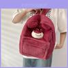 Adorable Strawberry Bear Plush Backpack For Girls Spacious And Cute School Bag