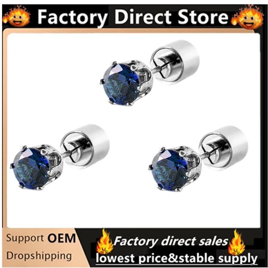 Colorful LED Luminous Studs Square Zircon Earrings Men Women Bar Rave Wedding Party Ear Stud Jewelry Glowing Earring