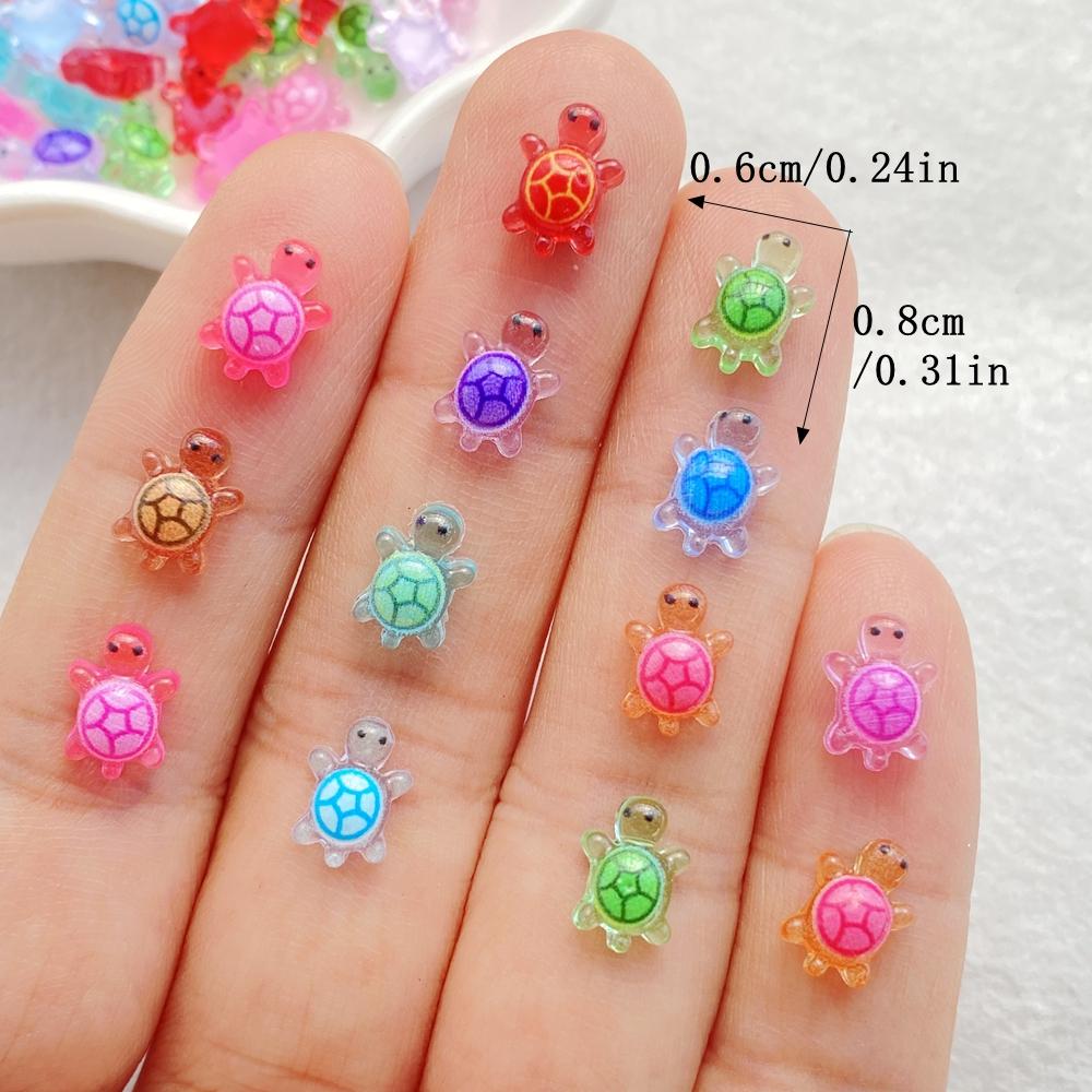 100 Stück Süße Harz Cartoon Kleine Schildkröte Nagelkunst Harz Designer Anhänger DIY Basteln für Nägel 3D Dekorationen Schmuck