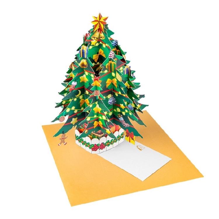 3D Christmas Tree Card for Friend Family Handmade Greeting Card with Envelope Creative Festives Party Supplies