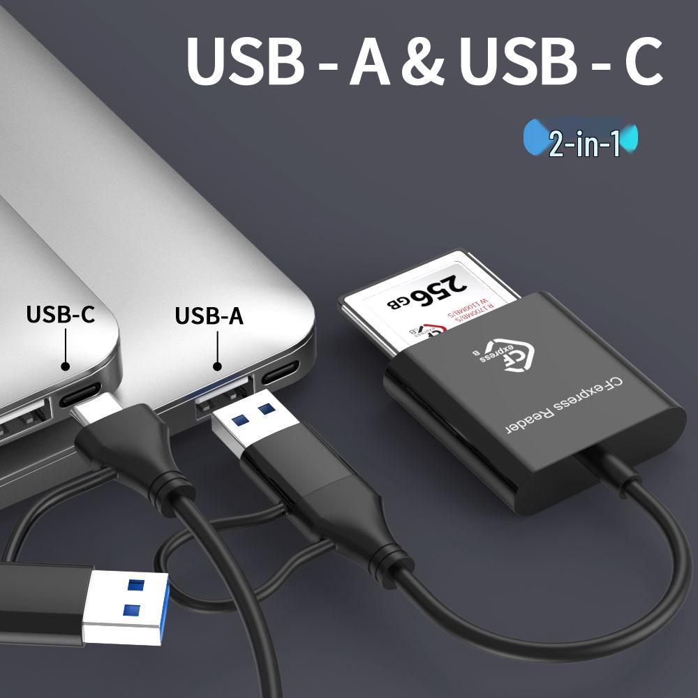 High-Speed CFexpress Type-B & SD 2.0 Card Reader, USB 3.2, 10Gbps