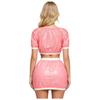 Women Waterproof Vinyl 2-Piece S-3XL Crop Top and PVC Mini Skirt Swimsuit Cover Up Adaptive Swimwear for Beach Pool