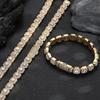 European and American Hip-hop Necklace 10mm Flip Button Zircon Rock Sugar Chain Men's Necklace Jewelry High-end Sense