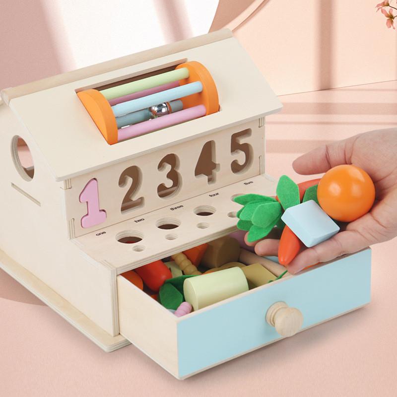 

Carrot Wooden Blocks Toy With Number Shapes And Drawer For Early Education Toys
