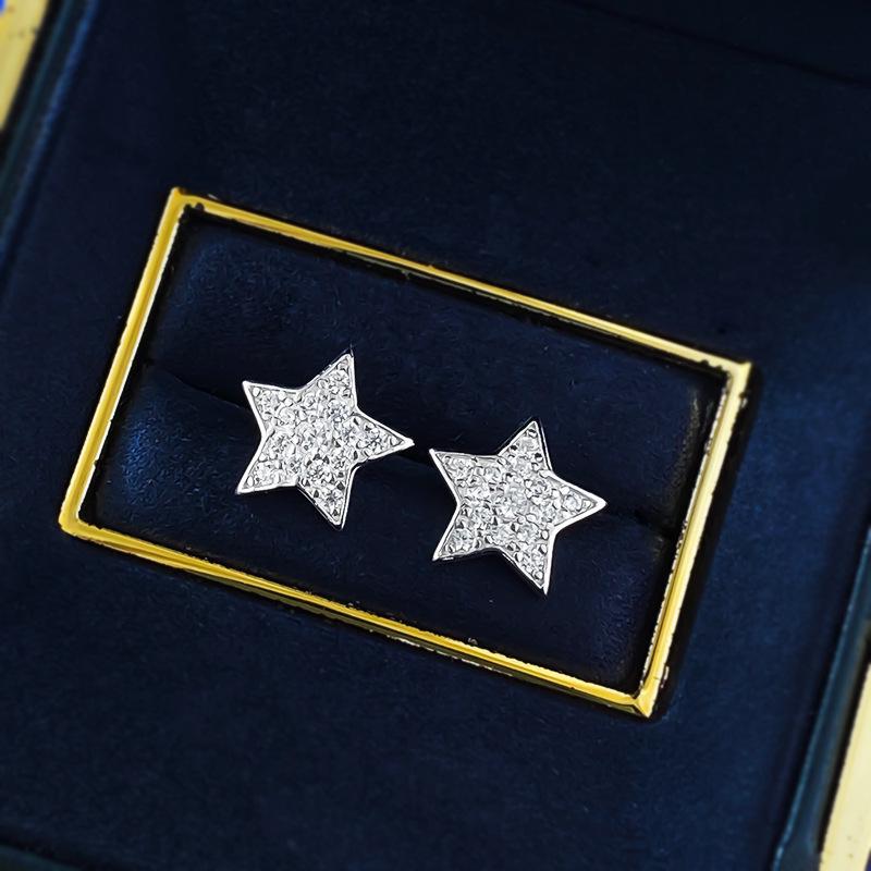 Hui Zhiyi Women's S925 Silver Star Stud Earrings – Light Luxury, Versatile Fashion Style