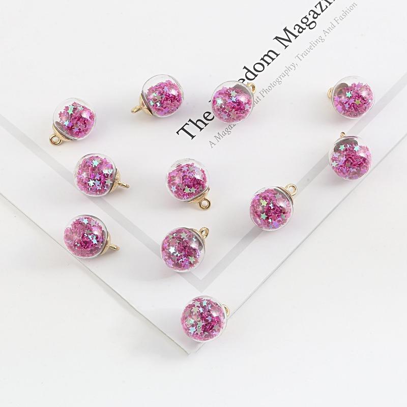 

10 шт/(пак) Подвески со звездами и блестками, прозрачный стеклянный шар, 16 мм, подвески, ремесленные изделия, ювелирные изделия ручной работы, сделай сам, для серег, ожерелья 10pcs/1pack фиолетовый