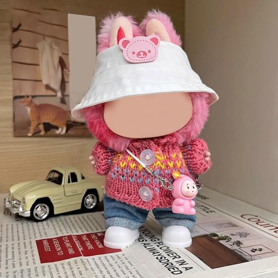 Doll Clothes Set Stylish Overalls Knitted Sweater Outfit for 15-17cm Dolls Fashionable Dress Up