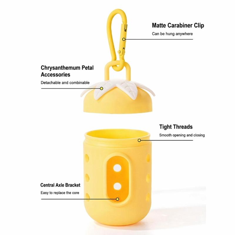 Clip On Dog Walking Poop Bag Case with Refillable PVC Dispenser, 15 Bag Waste Bag Dispenser for Daily Leash and Bag Carry