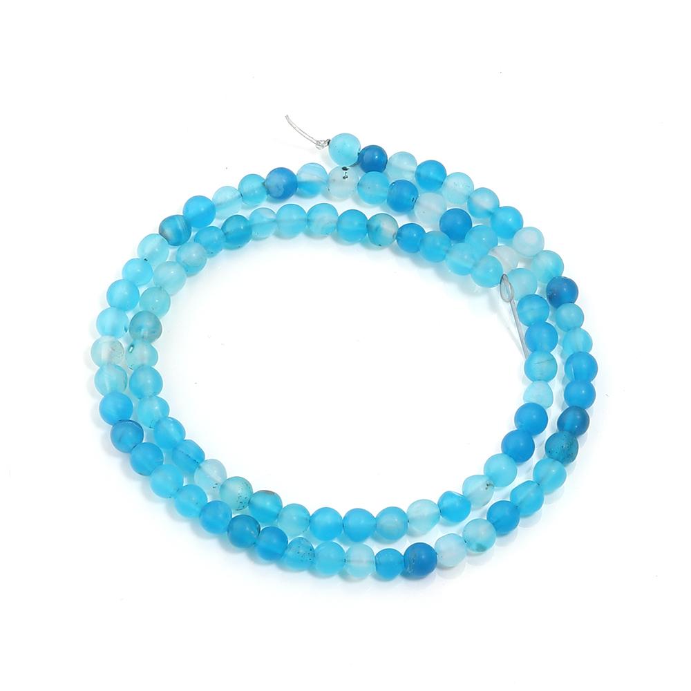 

Natural Lake Blue Stripe Agate Stone Beads 4/6/8/10/12mm Matte Round Loose Beads For Jewelry Making DIY Bracelets Accessories