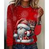 Fashion Women's Crew Neck Long Sleeve 3D Casual Color Printing Casual Long Sleeve Crew Neck T-Shirt