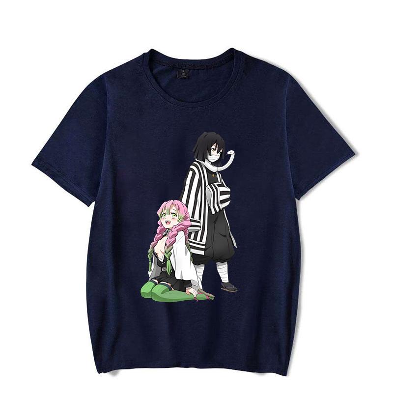 New Funny Couple Cartoon Kanroji Mitsuri Iguro Obanai Printed Shirt Women's Men's Casual Personality Summer Cute Anime T-shirt