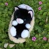 Cute Lifelike Kitten Plush Toy with Sleeping Nest Soft Stuffed Animal Fluffy Cat Doll Fun Desktop