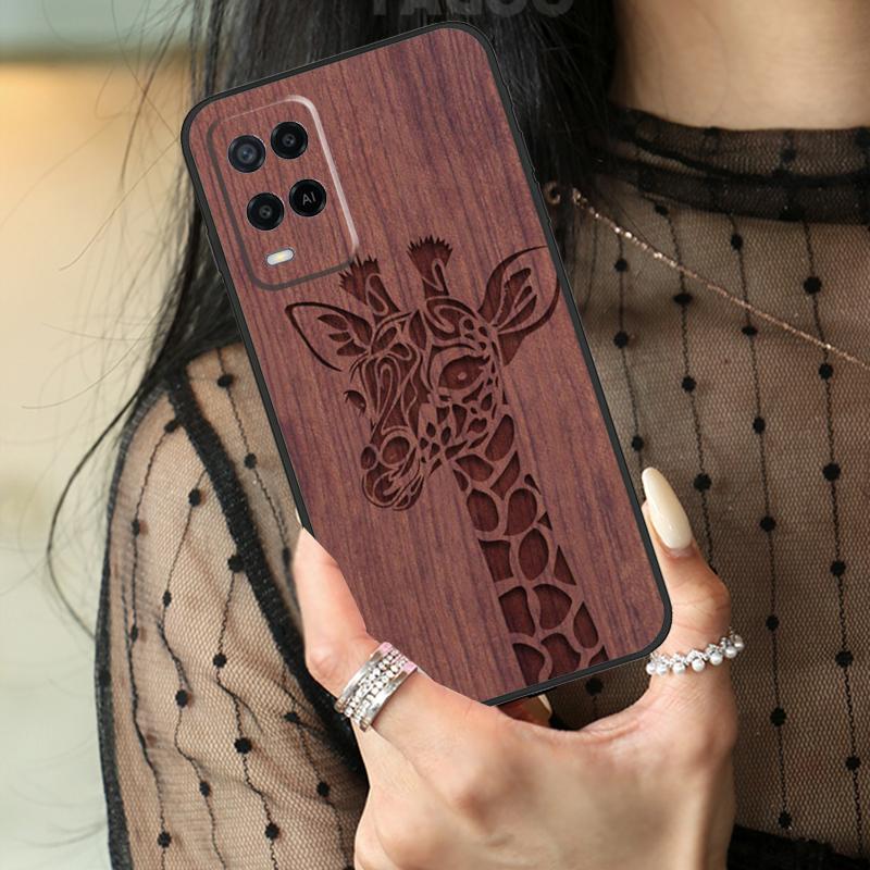Deer Lion Elephant Wood Animal Case For Oppo A5 Pro A15 A17 A57 A77 A18 A38 A58 A78 A98 A94 A74 A54 A40 A60 A80 A96 A76 A16