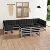 Day and Night - Day and Night 9-piece Garden Furniture Set with Gray Pine Wood Cushions