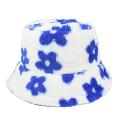 Fall and Winter Hat Women's Imitation Rabbit Fur Fisherman Hat Stuffed Flower K-style Fashionable Cold-proof Thickenedheattech Basin Hat