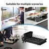 Dish Drain Rack Draining Storage Shelf Kitchen Utensil Holder Countertop Drainer Space-Saving  Dryer Rack For Dishes Cups Plate
