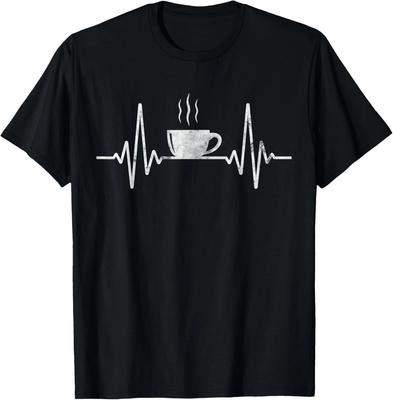 Lustiges Herzschlag Kaffee Shirt Kaffeetasse Frequenz Geschenk Unisex T-Shirt