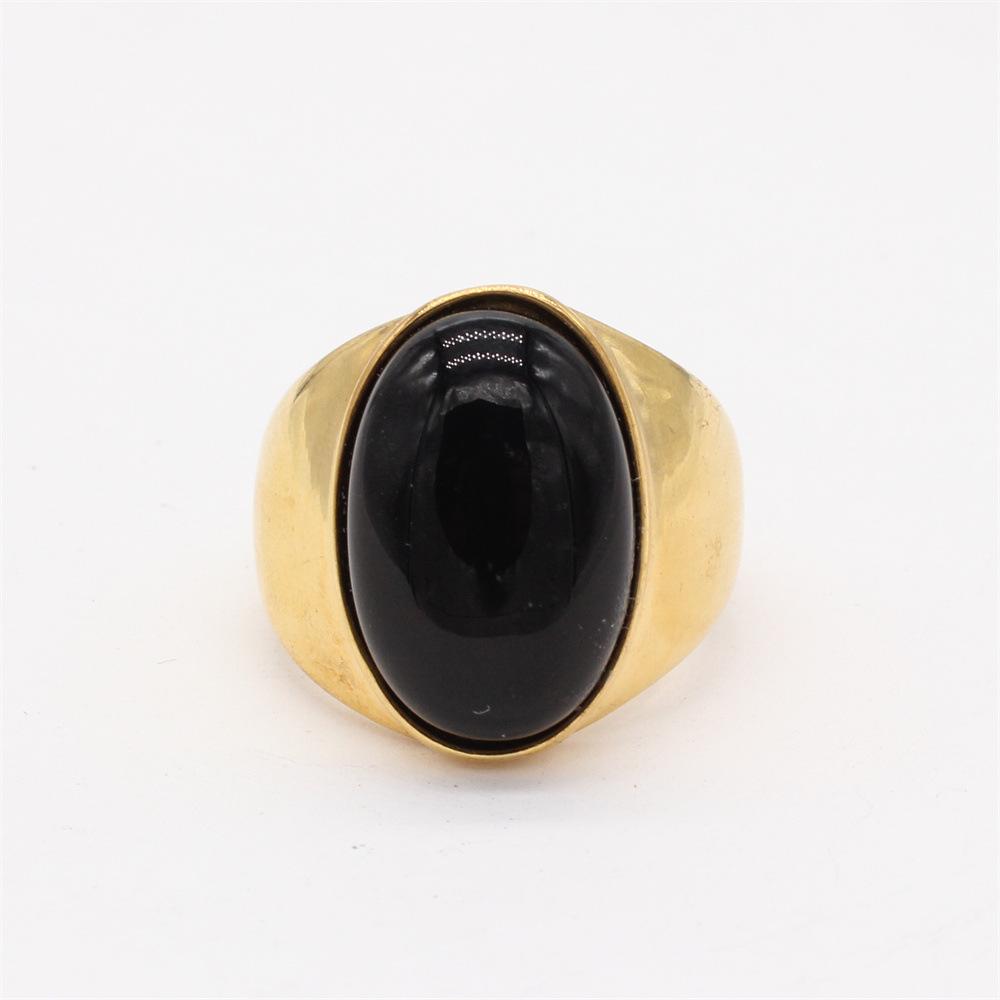 Retro Elegant Gemstone Titanium Steel Ring for Men and Women - Vintage Style Jewelry Band