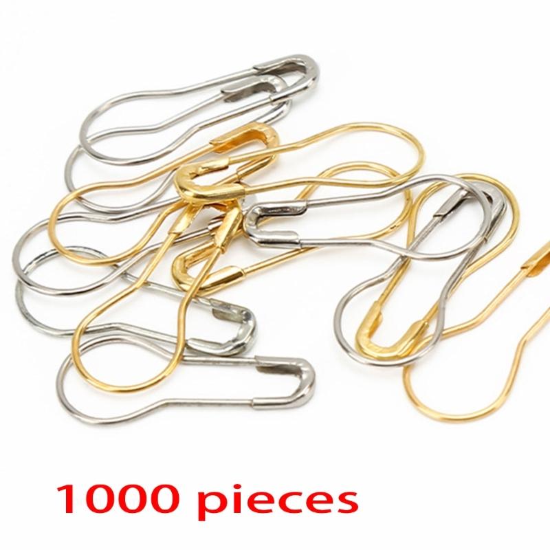 1000Pcs Gourd Shape Safety Pin Metal Knitting Locking Marker Clip Clothing Label Fastener Pin for Stitching Sewing Craft