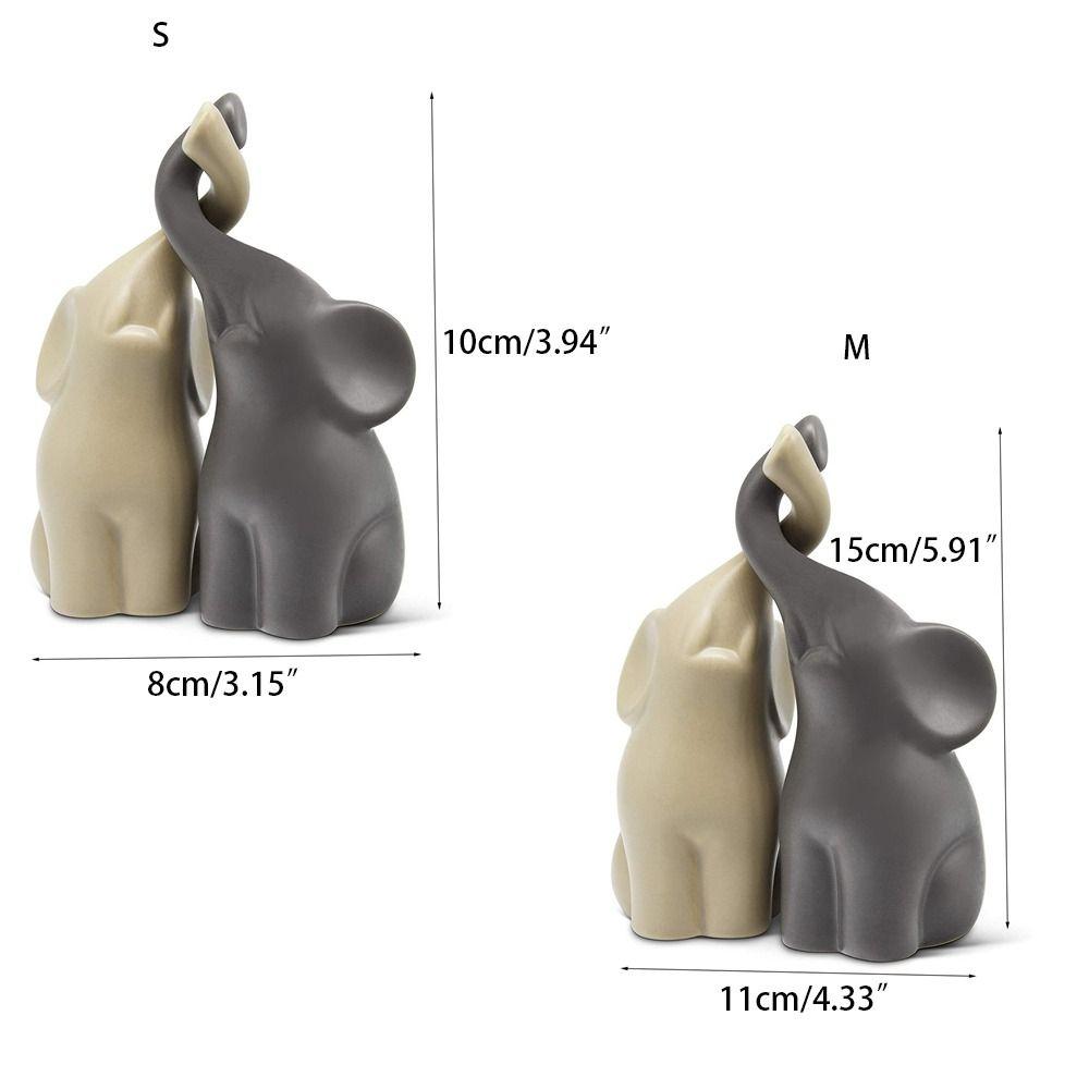 2 Sets of Ceramic Couple Elephant Double Elephant Elephant Sculpture Fashion Bedroom