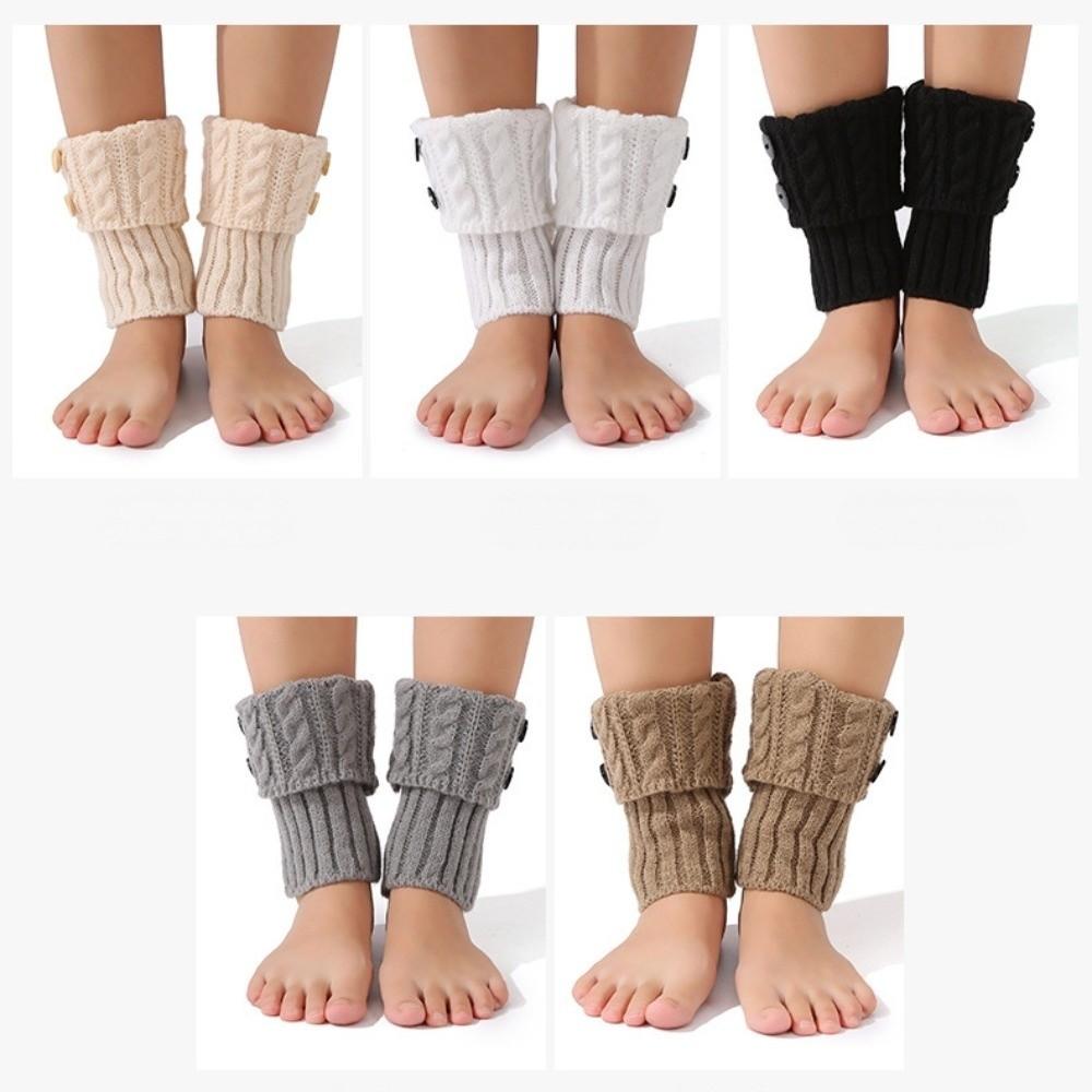 Foot Cover Leg Warmers Crochet Knitted Turned-up Button Socks Fashion Boot Sock Sleeves  Women