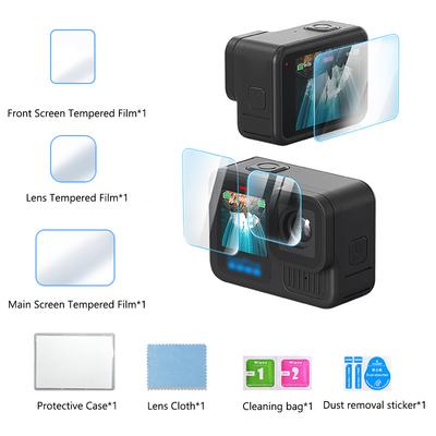 1/2 Pcs Tempered Glass Screen Cover Clear Ultra-HD Tempered Glass Protective Foils 9H Hardness Explosion-proof for GoPro Hero 13