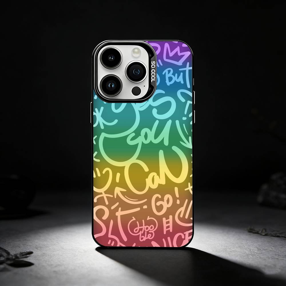 Abstract art line doodles Phone Case For iPhone 17,16,15,14,13,12,11 Plus,Pro Max,XS,Colored silver phone case