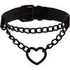 Herzketten-Choker-Halskette, PU-Leder-Choker, Stimmungs-Halskette, Halloween-Weihnachts-Schmuckgeschenk für Männer und Frauen (1 Stück, schwarz)