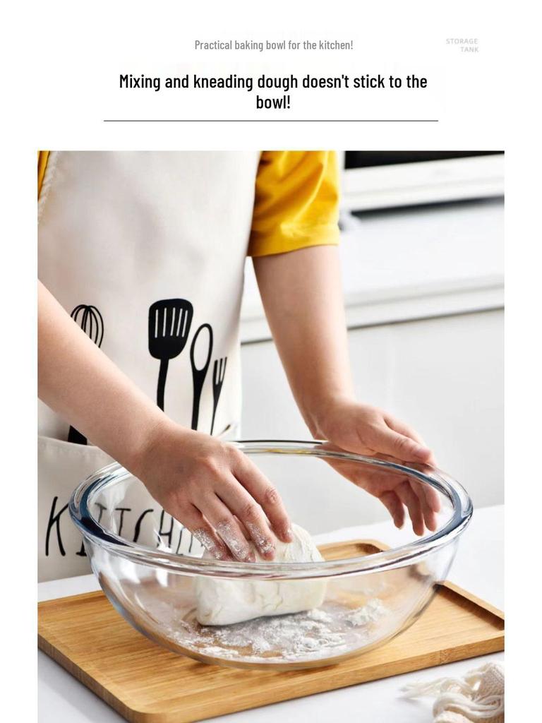 Large High-Temp Resistant Non-Stick Transparent Borosilicate Glass Salad & Mixing Bowl