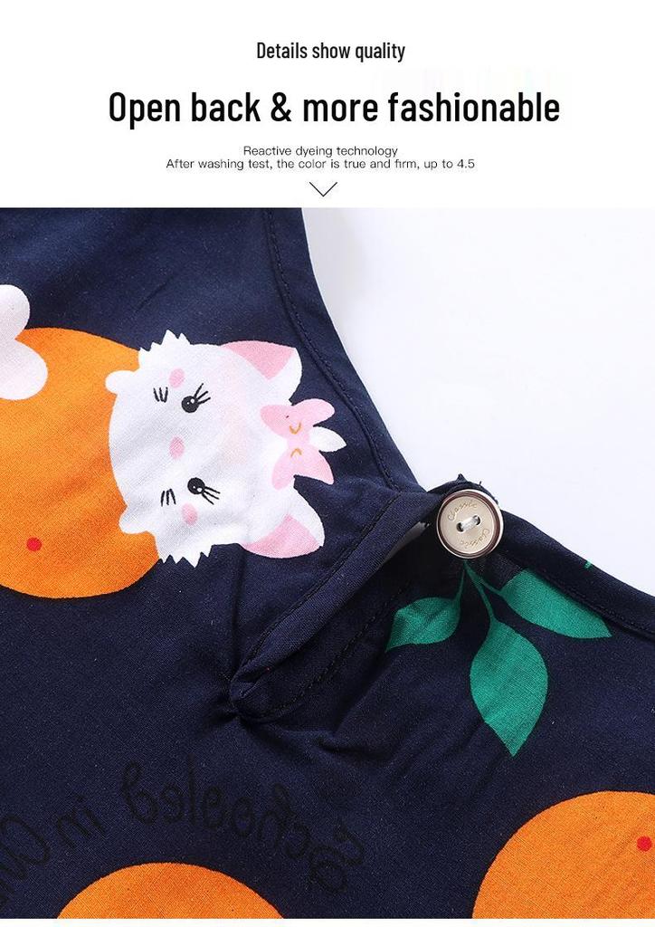 Kids' Summer Cotton Silk Off-the-Shoulder Princess Dress - Korean Style Nightgown
