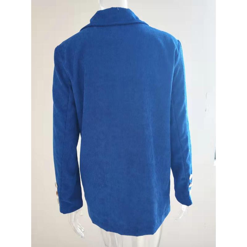 Women's Corduroy Open Front Blazer, Slim Fit Notched Lapel Jacket with Solid Color Design, Casual Office Wear for Business & Daily Use