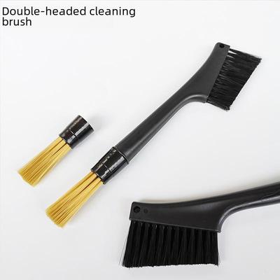 Doppelköpfige Kaffeemaschinen-Reinigungsbürste mit weichen Borsten und langem Kunststoffgriff