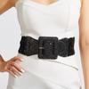 Waist Closure Blingbling Sequin Cummerbunds Metal Square Buckle Waist Corset Belts  Girl