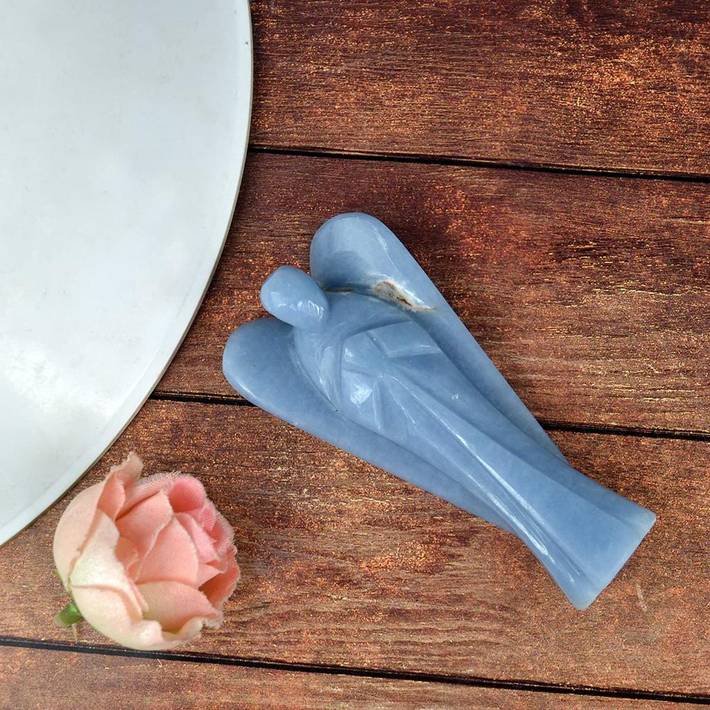 Reiki Crystal Products Angelite Angel, Angelite Angel Statues, Natural Crystal Stone Angel Size 7.6 cm (3 inch)