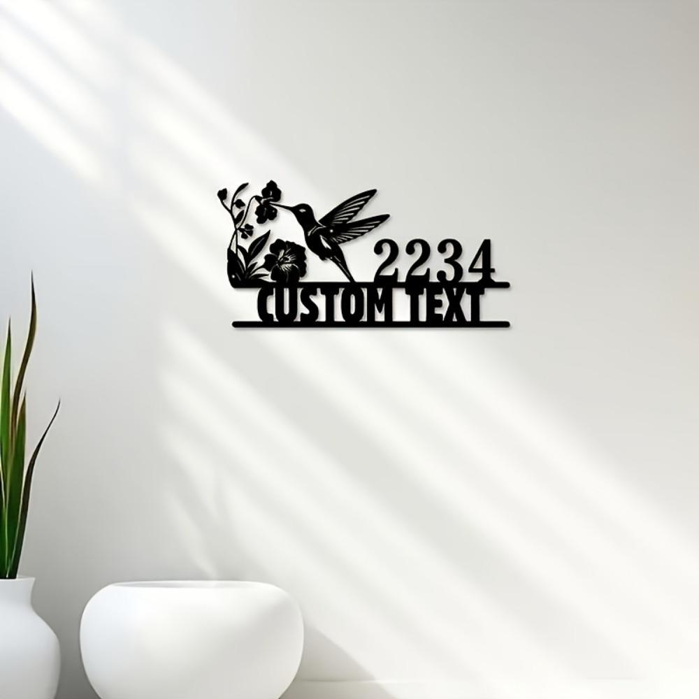 Unique Handcrafted Hummingbird Metal Sign Custom House Number Art Sturdy Indoor Outdoor Reusable Home Gift