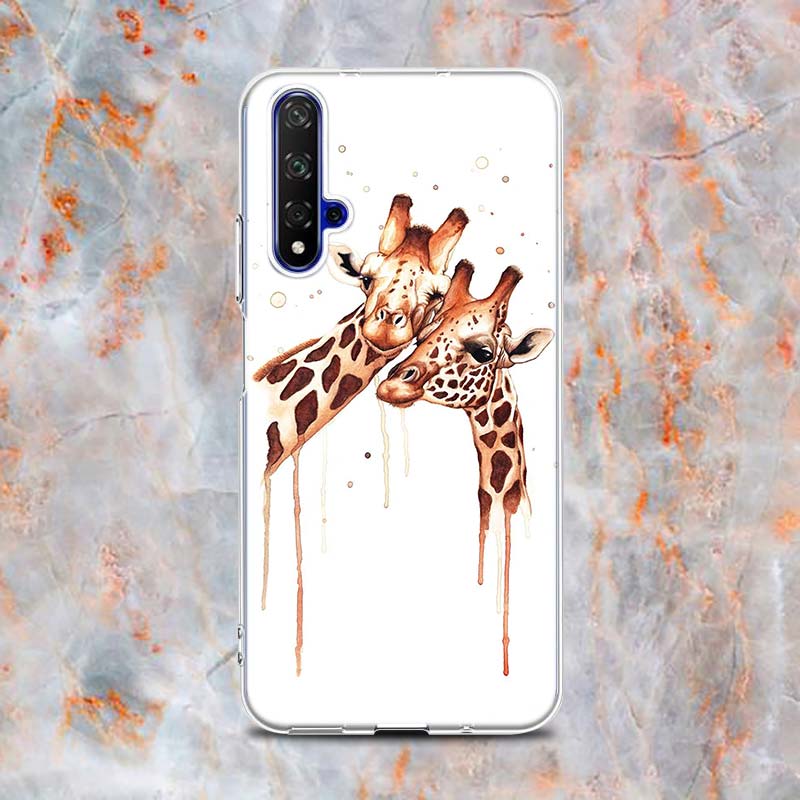 Cartoon Animal Giraffe Silicone Cover For Honor 20 20S 20E 8 8A Prime 8X MAX 8C 8S 7A 7C 7S Pro Phone Case