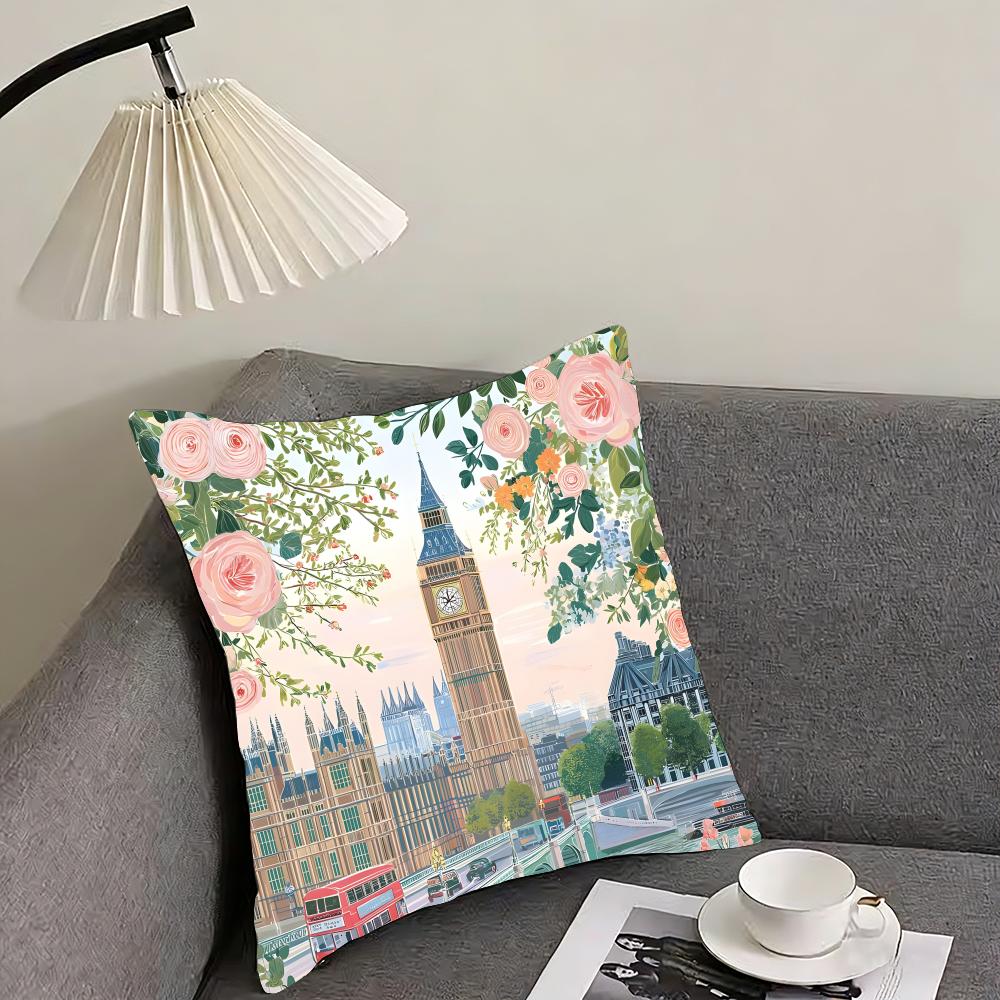 London Fashion Cushion Cover Pillowcase Ultra Soft Skin Friendly Fabric Cloud Like Comfort  Concealed Zipper