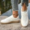 Women's White Sports Shoes Are Lightweight, Low Cut, Round Toe, and Suitable for All Seass As Women's Casual Shoes