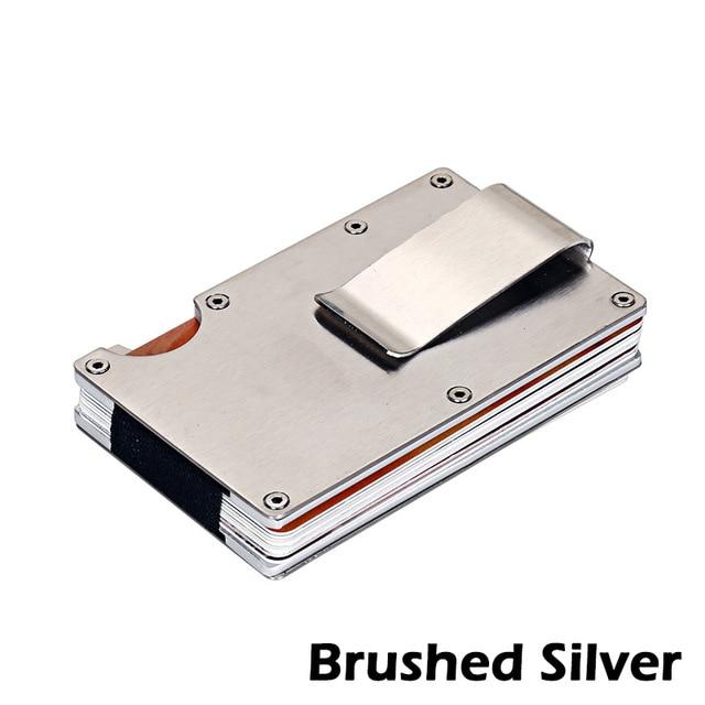 

Automati RFID Wallet Credit ID Card Holder Antitheft Metal Stainless Steel Wallet Carbon Fiber срібний