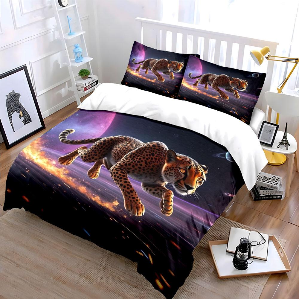 "Cosmic cheetah in motion." Bedding sets Duvet covers Pillowcases(1* Duvet Cover 2* Pillowcases without duvet insert)