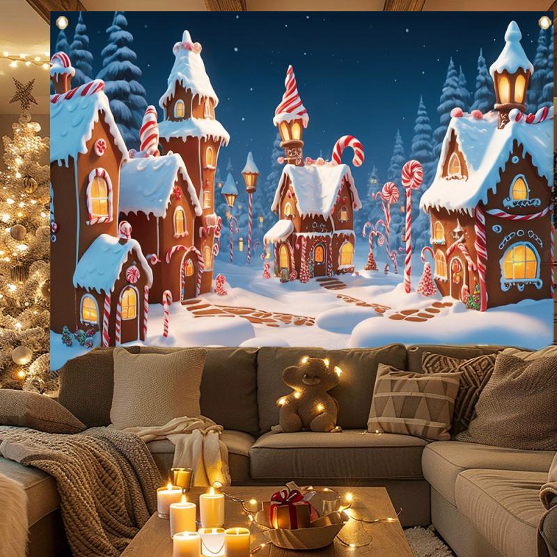 1pc2Dflat, Christmas candy town, suitable for holiday wall decoration, no power supply required - wzy