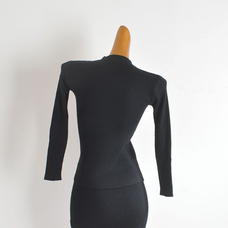 Stylish Sexy Hollow-out Halter Knitting Bottoming Shirt for Women Spring & Fall New Arrival Silm Slim Looking All-Matching Long Sleeve Top