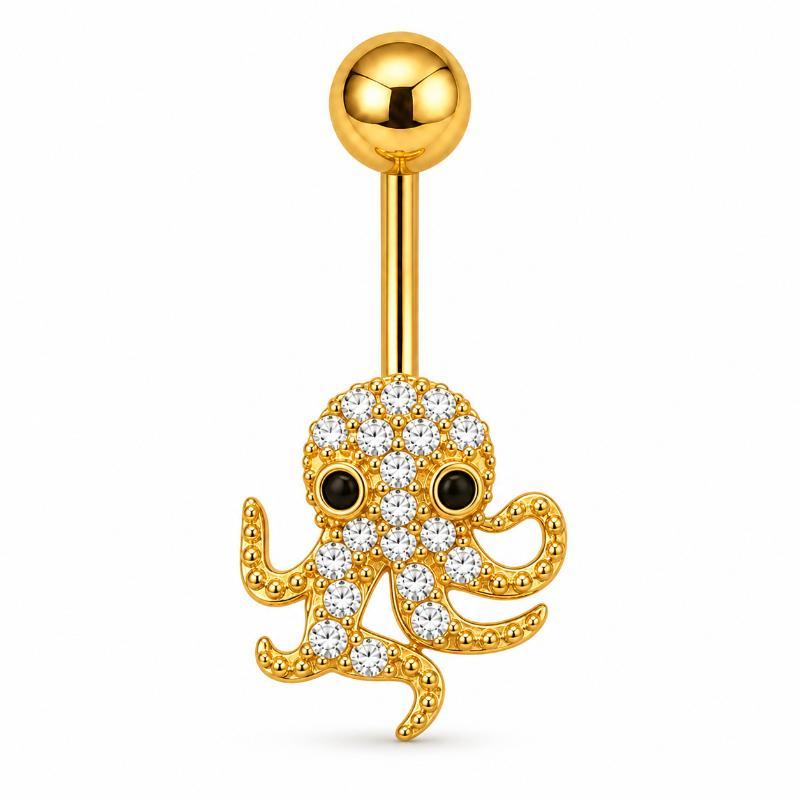 Dangle Belly Button Ring Gold Color Hypoallergenic Butterfly Heart Shape Piercing Jewelry for Summer Beach Party