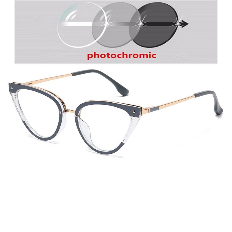 Green TR90 Anti Blue Light Cat Eye Prescription Glasses For Women With Cylinder 0 To -6 Nearsighted