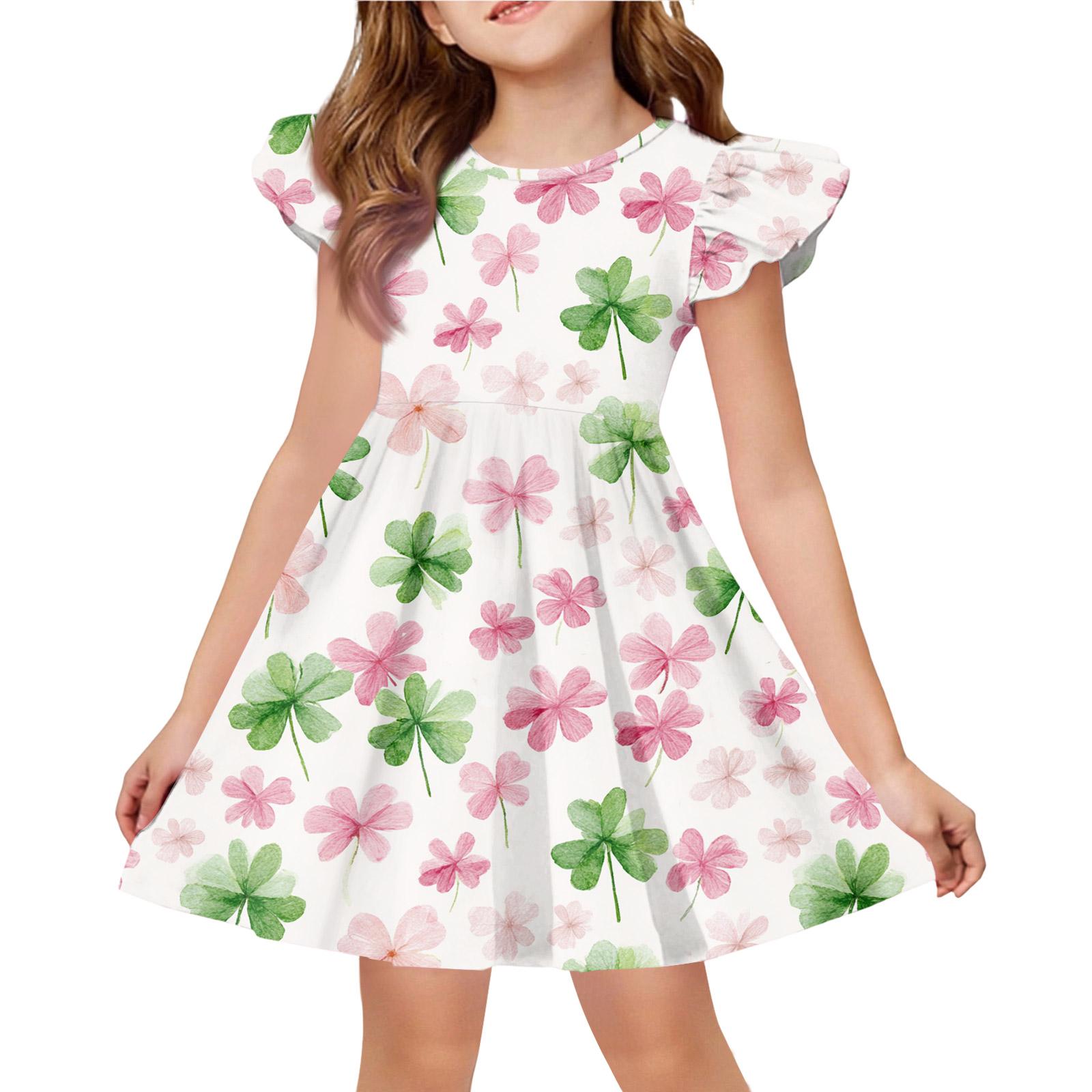 

Girls Summer Princess Dress - A-Line T-Shirt Dress St. Patrick s Day 160 рожевий