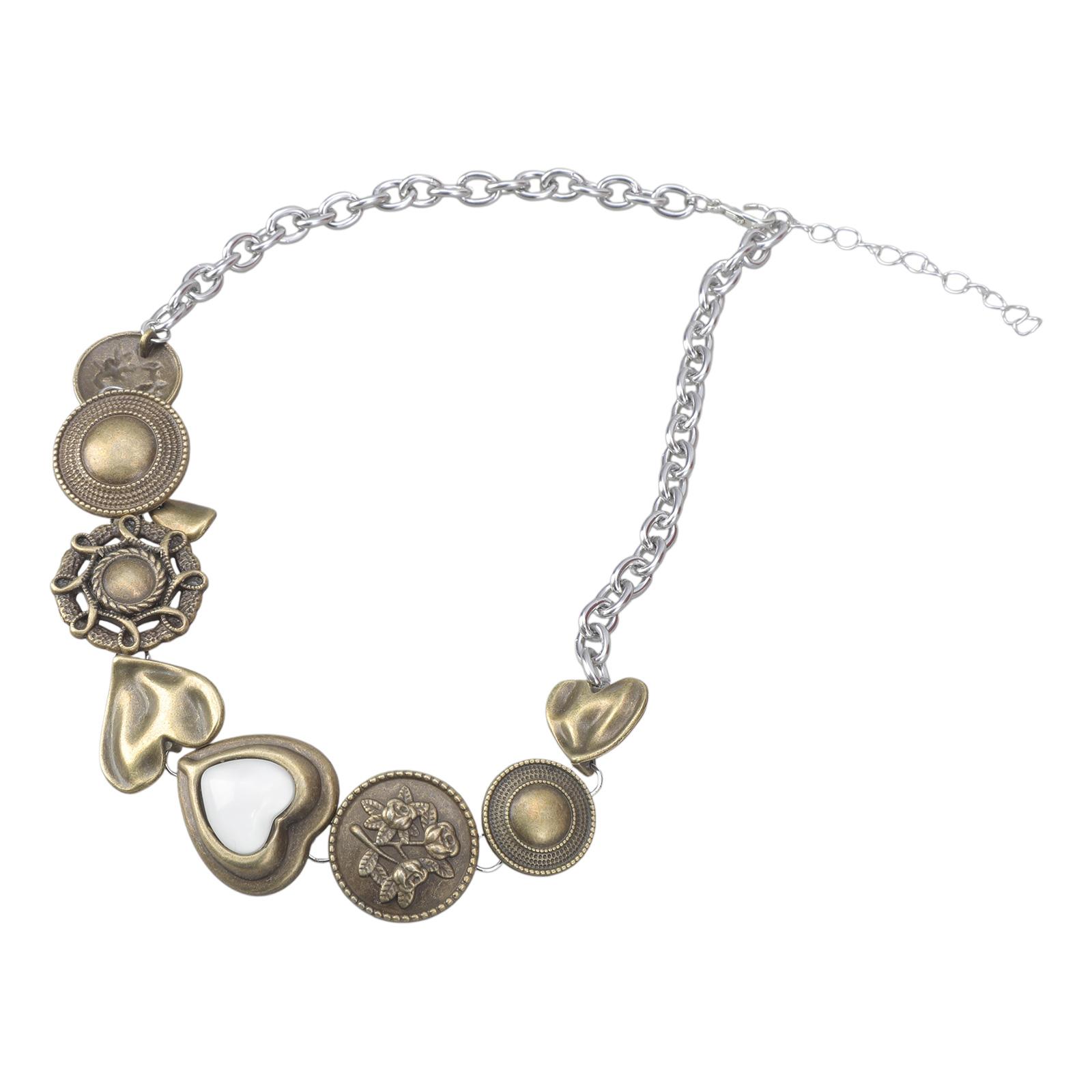 

Винтажное латунное ожерелье-цепочка на ключицу для женщин и девушек, панк-ретро стиль, подвеска с коричневым камнем, аксессуар