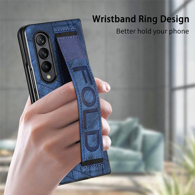 Slim Phone Bag Wristband Leather Case For Samsung Galaxy Z Fold4 5g Fold 4 Fold3 Fold 3 Anti -Shock Cover For Samsung Fold4