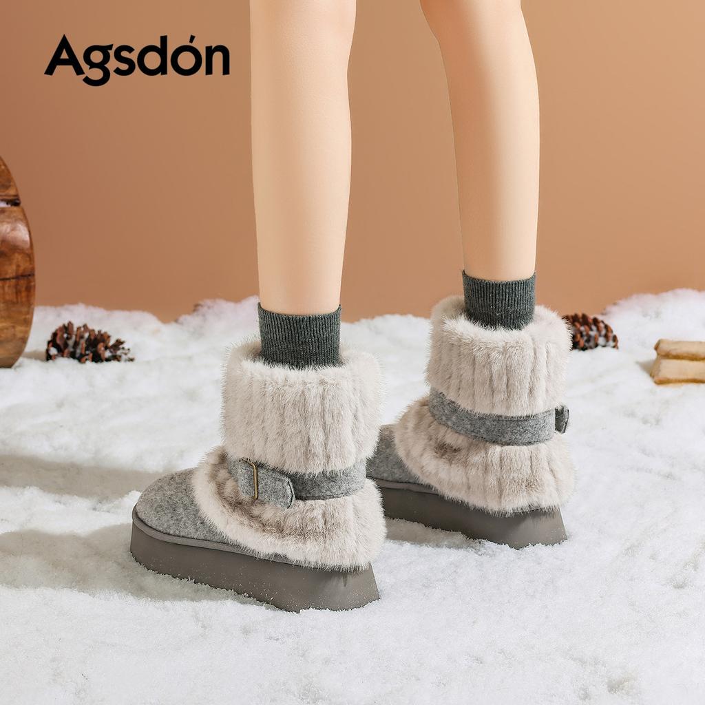 Augustine plush snow boots new winter platform casual short boots plush cotton shoes